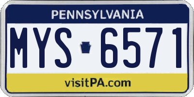 PA license plate MYS6571
