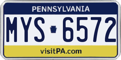 PA license plate MYS6572
