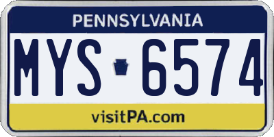 PA license plate MYS6574
