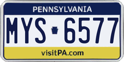 PA license plate MYS6577