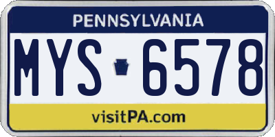 PA license plate MYS6578