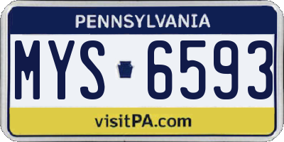 PA license plate MYS6593