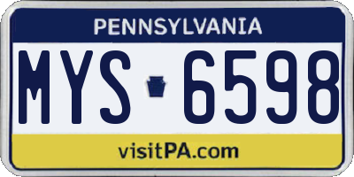 PA license plate MYS6598