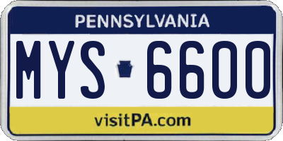 PA license plate MYS6600