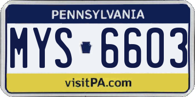 PA license plate MYS6603