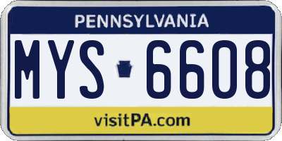 PA license plate MYS6608