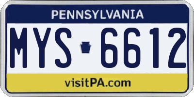 PA license plate MYS6612