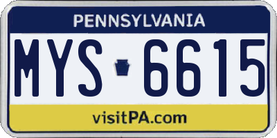 PA license plate MYS6615