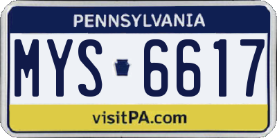PA license plate MYS6617
