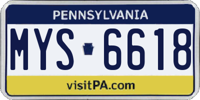 PA license plate MYS6618