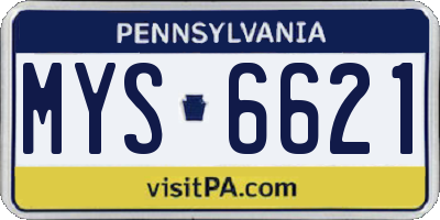 PA license plate MYS6621