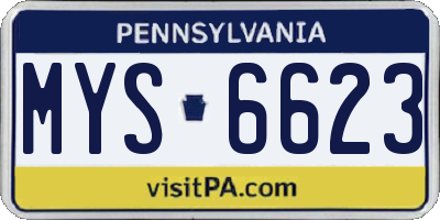 PA license plate MYS6623