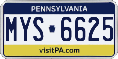 PA license plate MYS6625