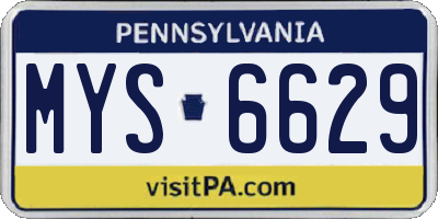 PA license plate MYS6629