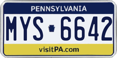 PA license plate MYS6642