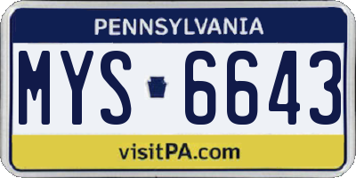PA license plate MYS6643