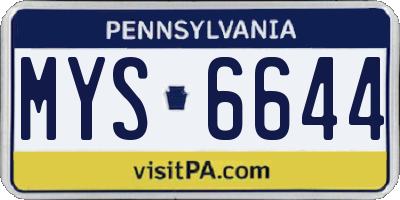 PA license plate MYS6644