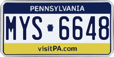 PA license plate MYS6648