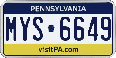 PA license plate MYS6649