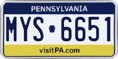 PA license plate MYS6651