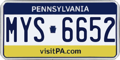PA license plate MYS6652