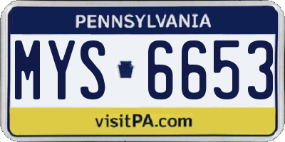 PA license plate MYS6653