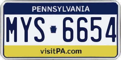 PA license plate MYS6654