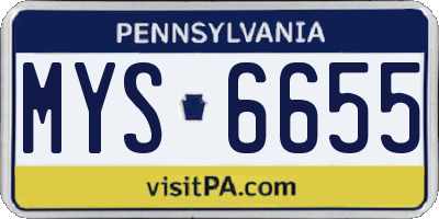 PA license plate MYS6655