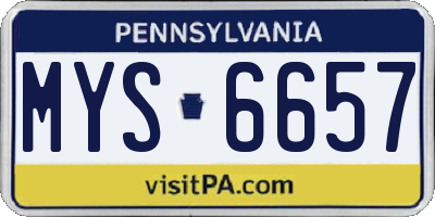 PA license plate MYS6657