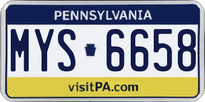 PA license plate MYS6658