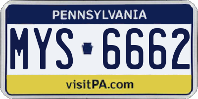 PA license plate MYS6662