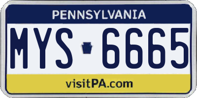 PA license plate MYS6665