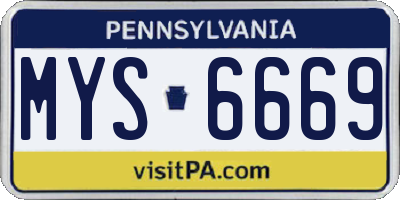 PA license plate MYS6669