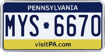 PA license plate MYS6670