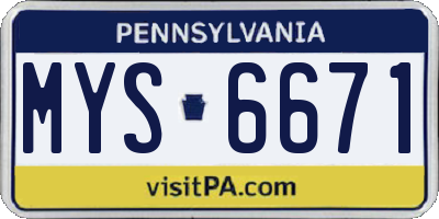 PA license plate MYS6671