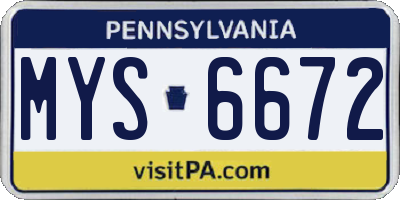 PA license plate MYS6672