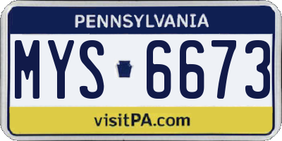 PA license plate MYS6673