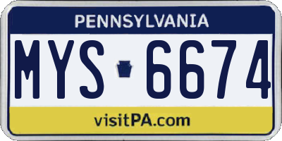 PA license plate MYS6674