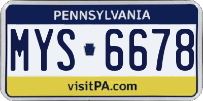 PA license plate MYS6678
