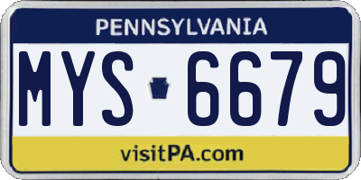 PA license plate MYS6679