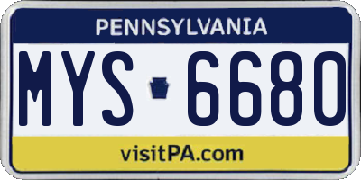 PA license plate MYS6680