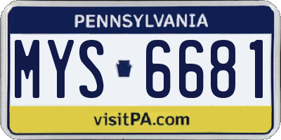 PA license plate MYS6681