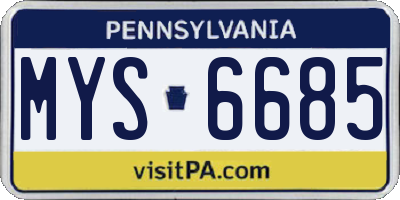 PA license plate MYS6685
