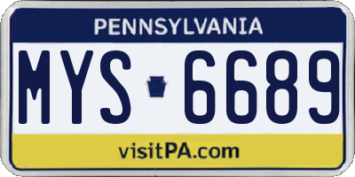 PA license plate MYS6689