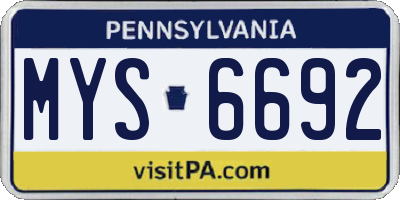 PA license plate MYS6692