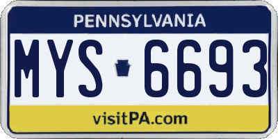 PA license plate MYS6693