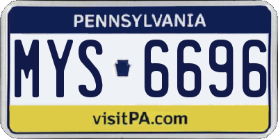 PA license plate MYS6696