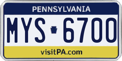 PA license plate MYS6700