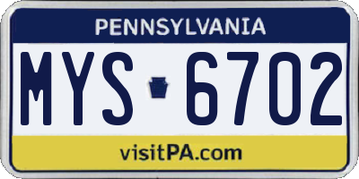 PA license plate MYS6702