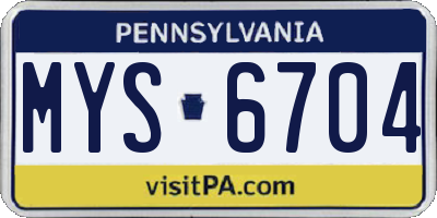 PA license plate MYS6704